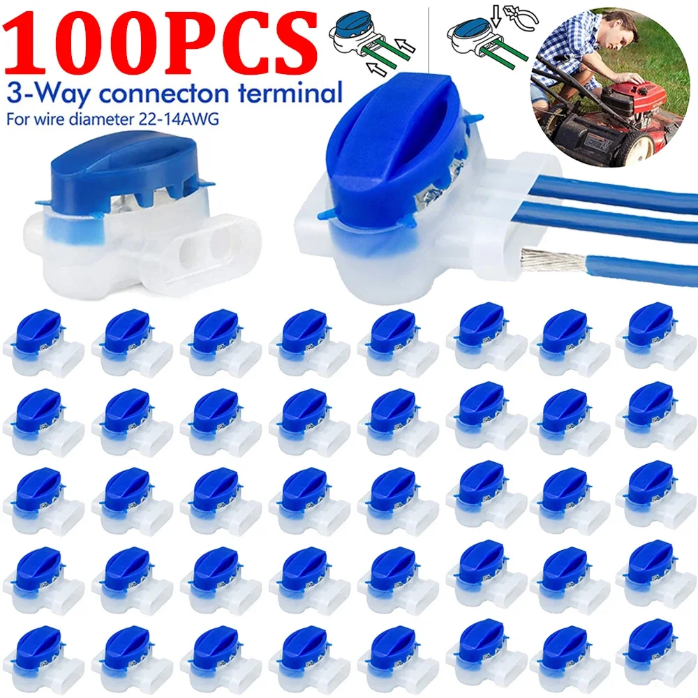 100-10pcs Cable Connector for Robotic Lawnmower Terminal 3 pin Electrical IDC 314 Wire Connectors Robotic Lawn Mower Connectors