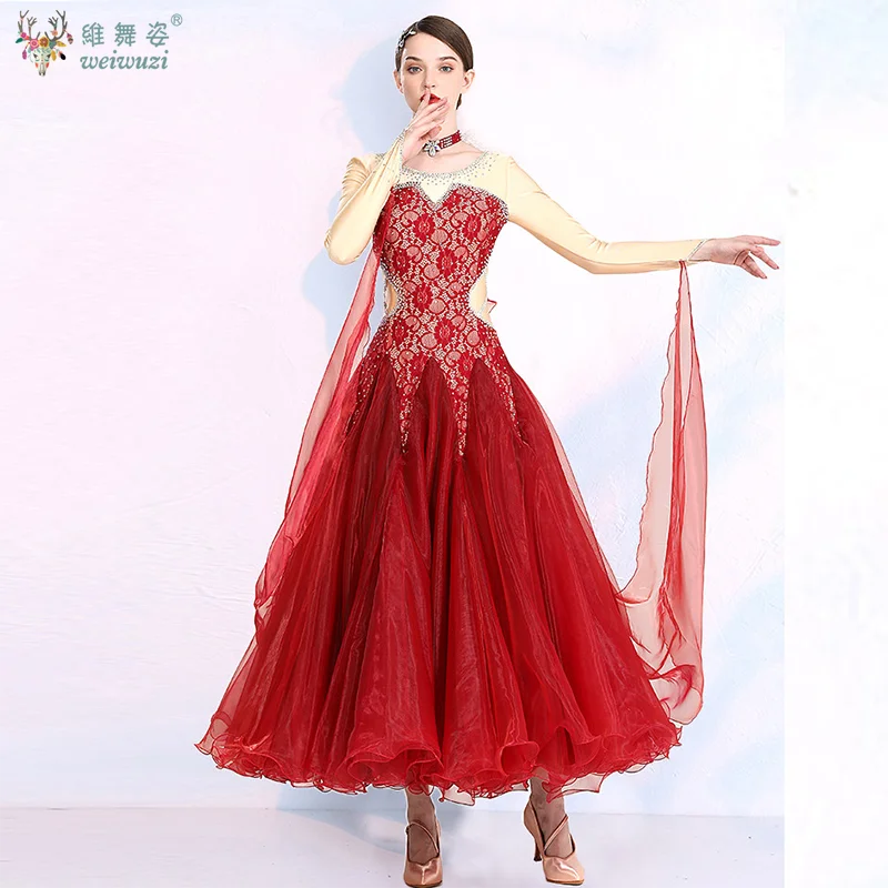 Danza moderna Valzer Grande abito altalena Costume da competizione per performance da donna Elegent Tango Foxtrot Abito da palcoscenico per flamenco spagnolo