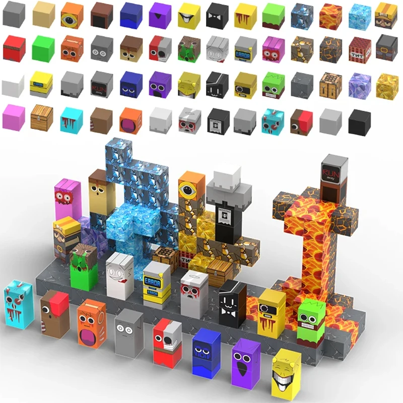 Nowe Magnetyczne Klocki Sprunki Sprunki Mine World Zabawki Magnetyczne STEM Zabawki Sensoryczne dla Maluchów Prezent na Wielkanoc Urodziny