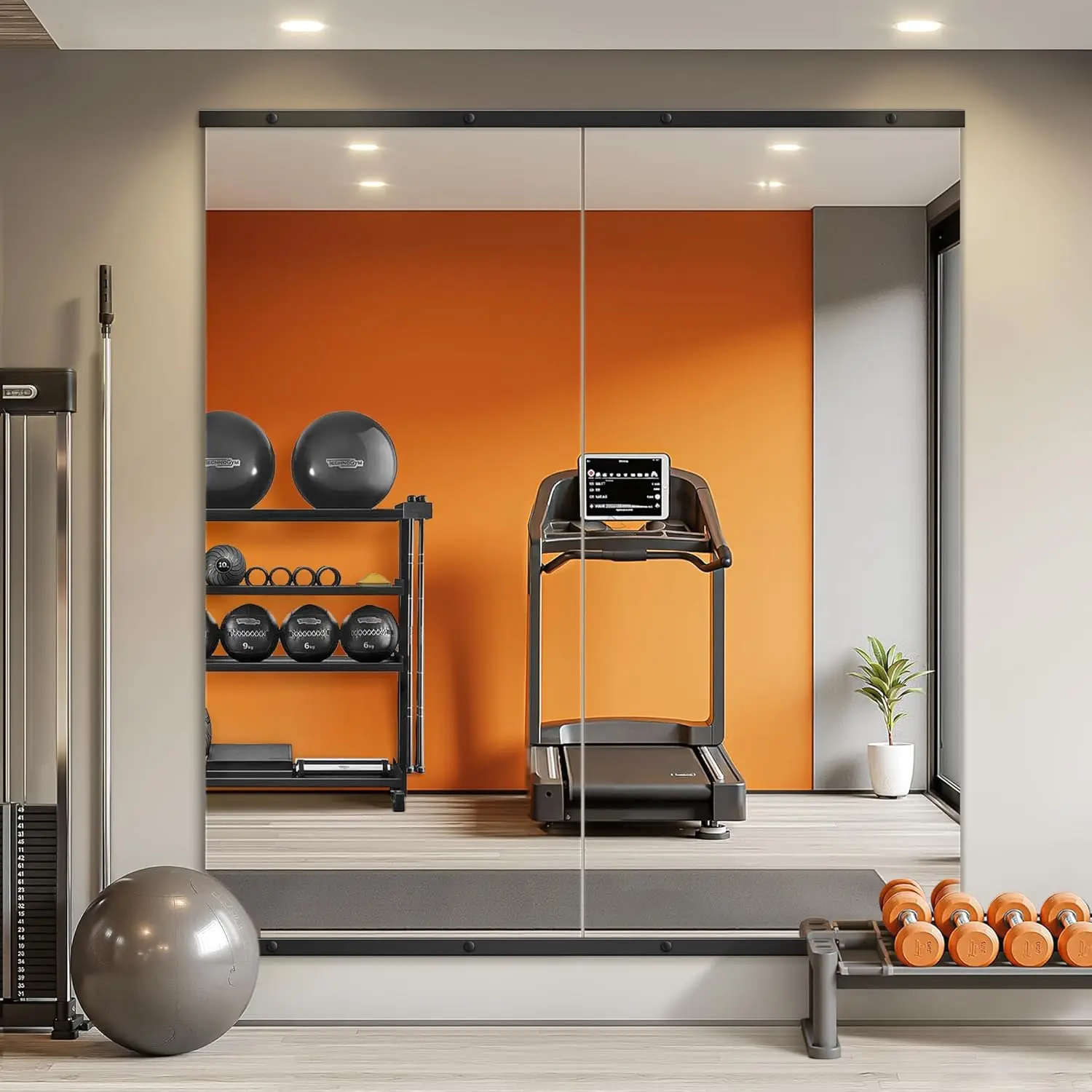 

Wall Mounted Home Gym Mirror Full Length Glass Frameless Large Body Mirror For Workout Bedroom Garage