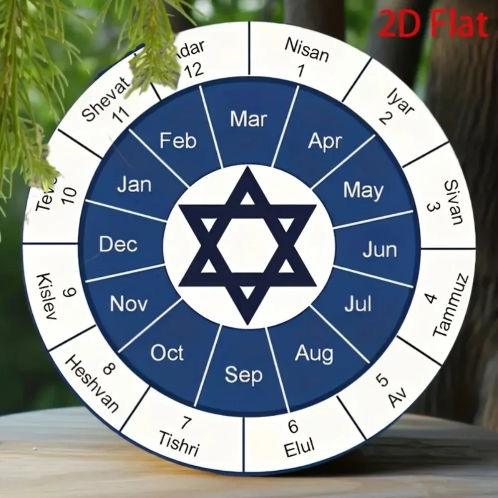 Davidstern, hebräisches Monatstafel – englische Wanddekoration für Raumcafé, Wanddekoration mit jüdischem Motiv