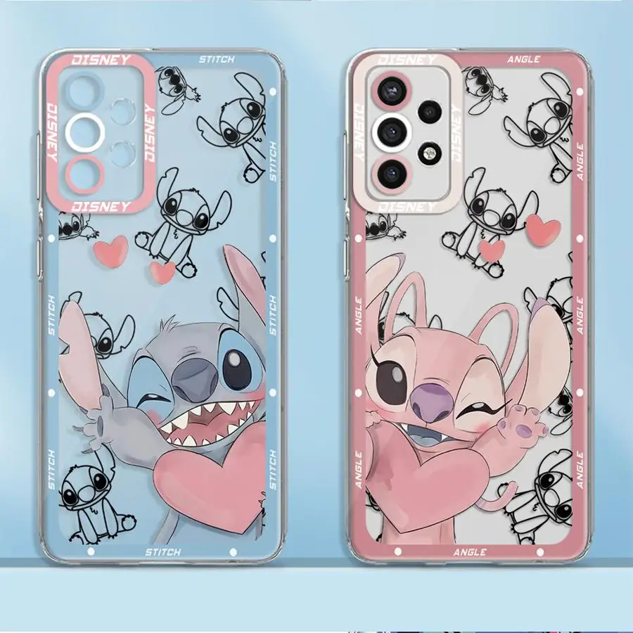 Disney Angel Stitch Lilo Phone Case for Samsung Galaxy A12 4G A22 A50 A72 A71 A52 A31 A32 A50s A51 5G Capa Coque Cover