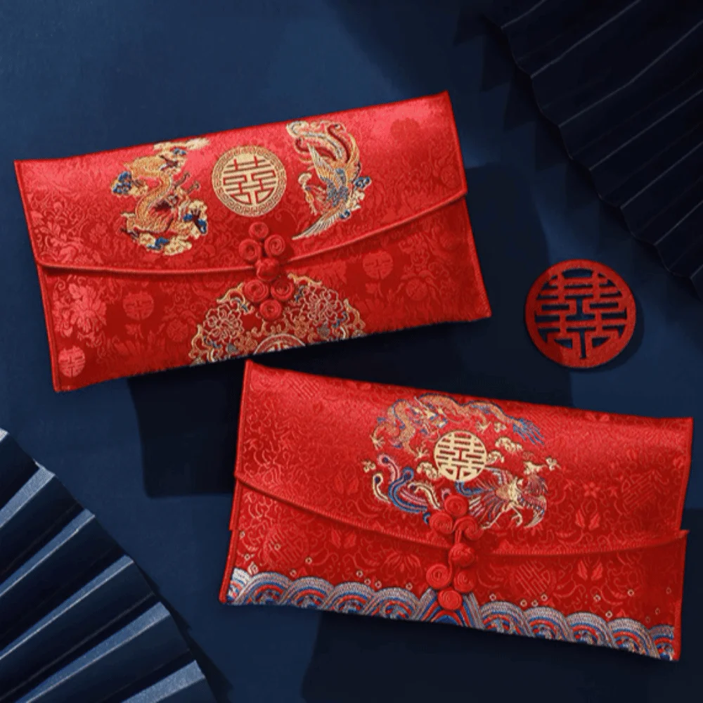 Multiple Patterns Wedding Red Packet Tassel Design Embroidery Brocade Red Envelope Best Wishes HongBao