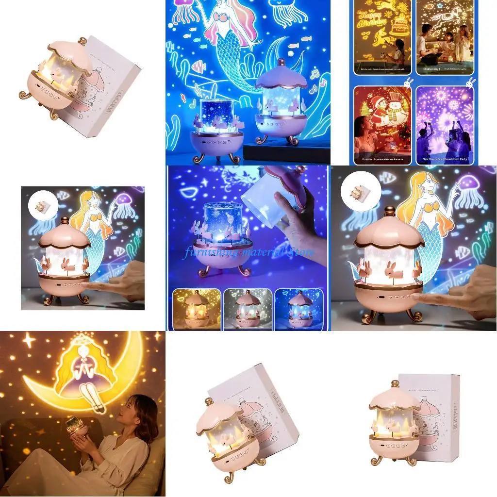 

Y5GD Rechargeable Star Night Projector 3 Color Modes Music Player Bedroom Decor