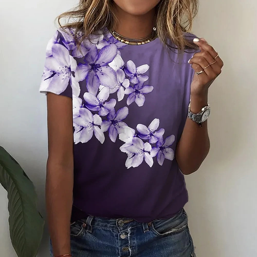 

Модная футболка с цветочным 3D принтом и цветочным принтом, женская повседневная уличная одежда большого размера, женские футболки, футболки, топы, женская одежда в стиле Харадзюку Y2K