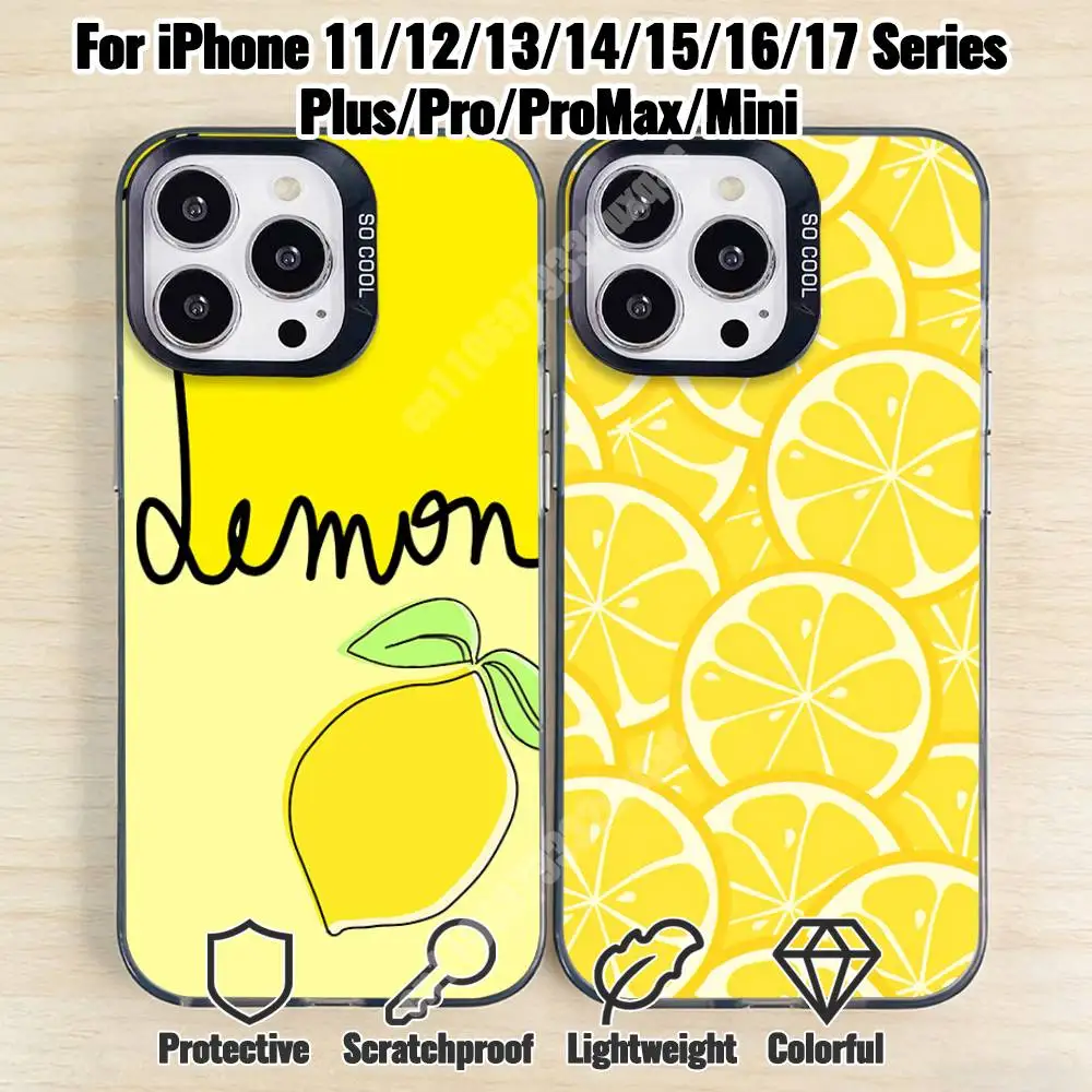 

Lemon Summer Fruit Pattern Phone Case for iPhone 17 16 Pro Plus 15 14 13 Max Mini 12 11 X XS Air Shield Bumper