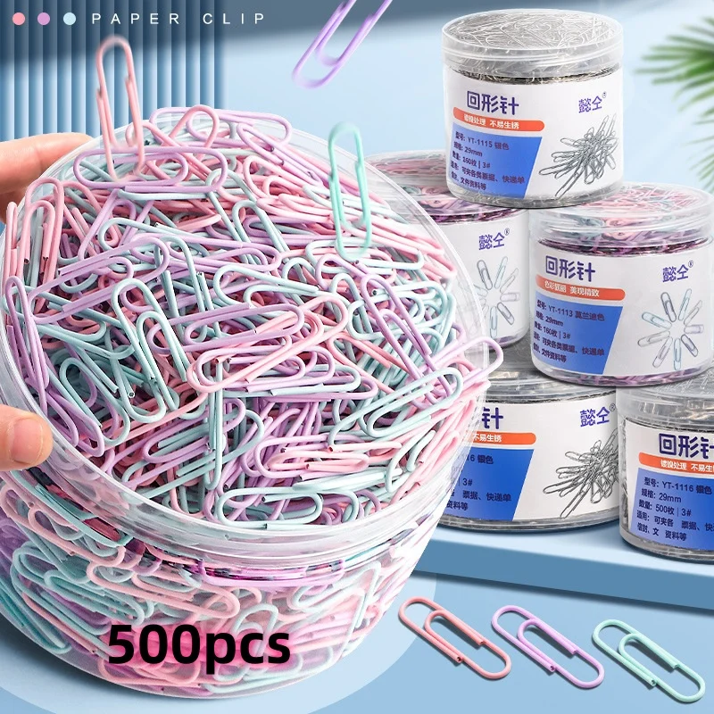 QIANKONG 500PCS Colorful Paper Clips Office Supplies Paper Clip Large File Bookmark Paper Clip U-shaped Buckle Office Supplies