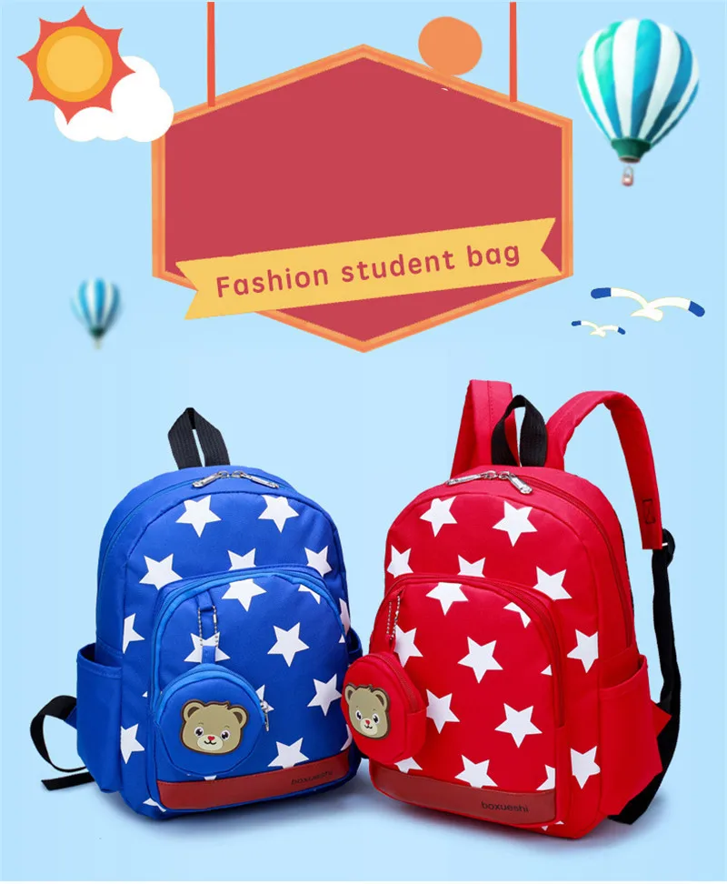 

Fashion Toddler Kids Boy Girl Nylon Cute Small Backpack Children Star Pattern Zipper School Bag Rucksack Hot Style