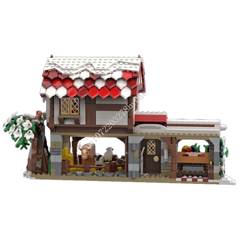 

1010 PCS MOC Medieval Castle Building Block Model The Winter Market Technical Brick DIY Assembly Set Toy For Child Holiday Gift