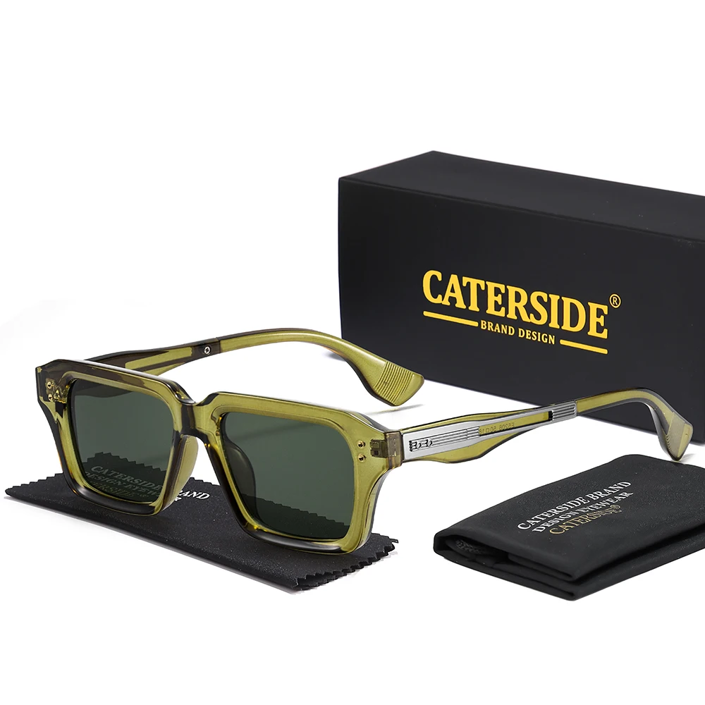CATERSIDE Retro Quadratische Metall-Sonnenbrille für Männer, Modische Damen-Sonnenbrille, Outdoor-Reise-Fahrbrille, Dekorative Brille, UV400 – Detail 23