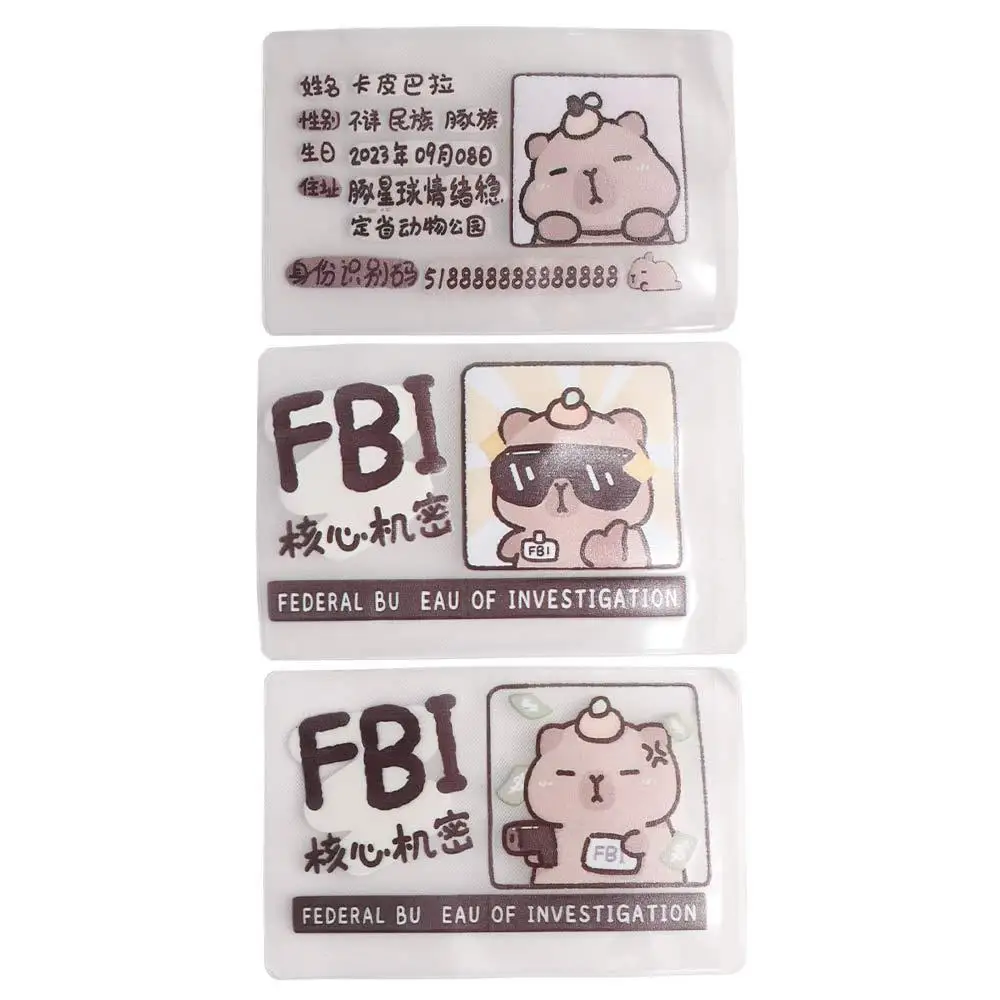Cute Capybara ID Card Sleeve Cartoon Protective Card Holder Cover Ins Animal Photocard Holder Students/Girls