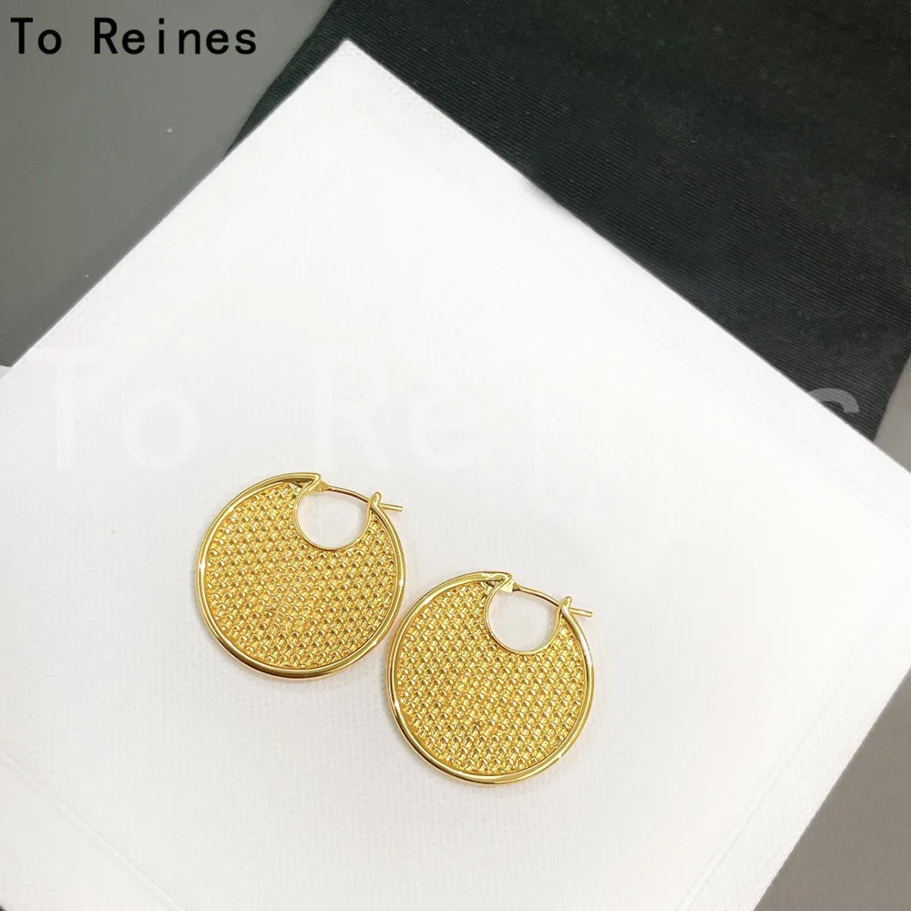 To Reine Fashion Vintage Golden Round Earrings Female Elegant Generous Party Banquet Earrings Charm Jewelry Gift For Women