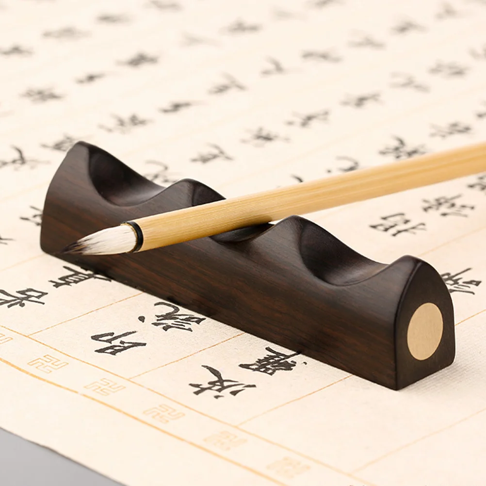 Black Wood Calligraphy Pen Holder Brush Rack Desk Writing Support Paint Stand Storage Penholder Ink Brush Rest Chinese Style Pen
