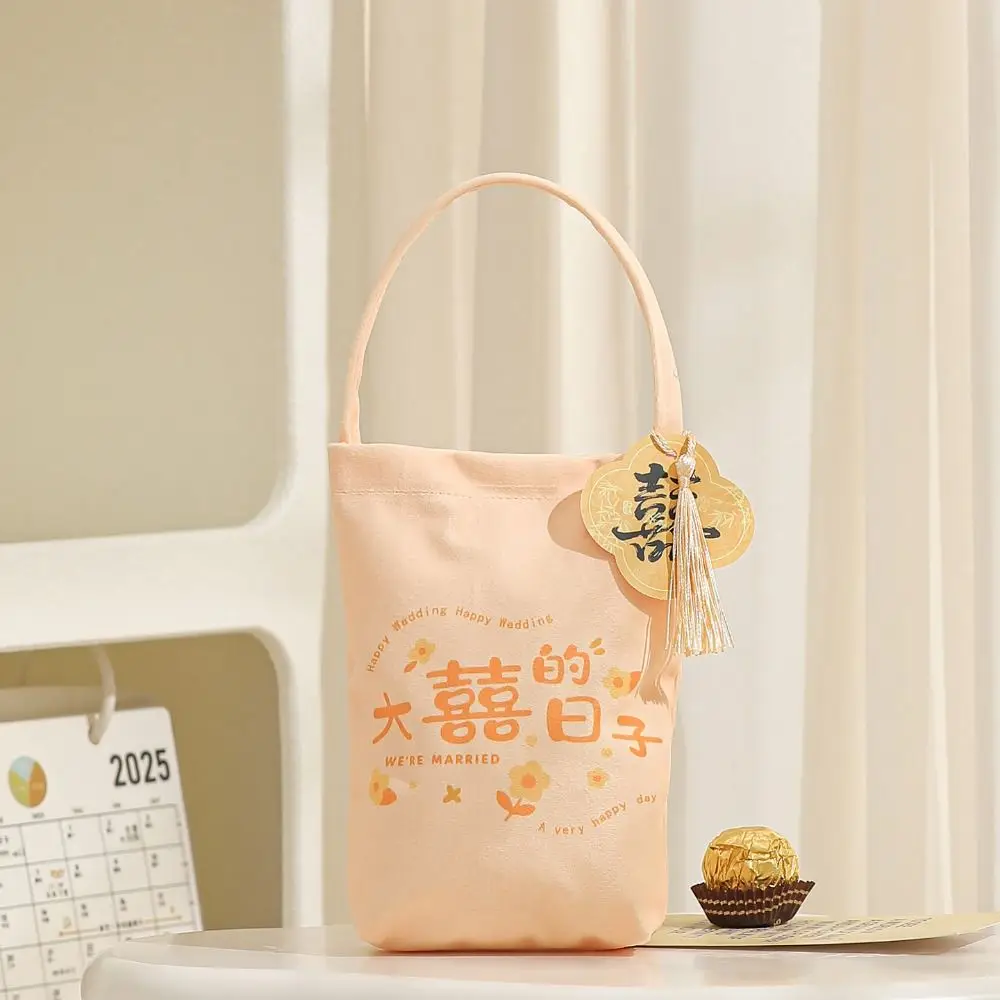 

Jewelry Canvas Wedding Candy Bag Bowknot Tassels New Year Gifts Bag Spring Festival Flower Small Wrist Bag Party
