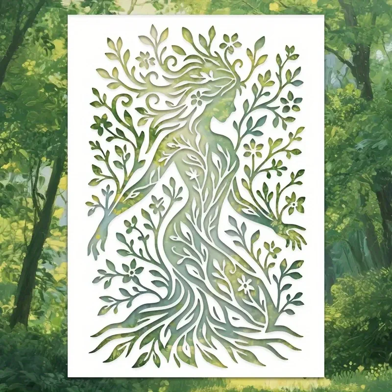 A4 29 * 21 cm Baum des Lebens MutterDIY Schablonen Wandmalerei Sammelalbum Färbung Prägung Album Dekorative Papierkarte Vorlage, Wand