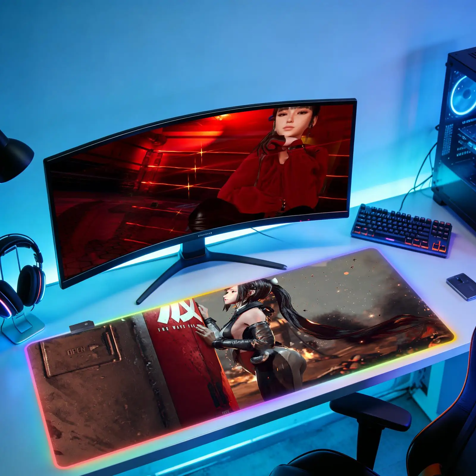 

Коврик для мыши Stellar Blade New RGB XXL, для дома и офиса, из натурального каучука, противоскользящий, для игр.
