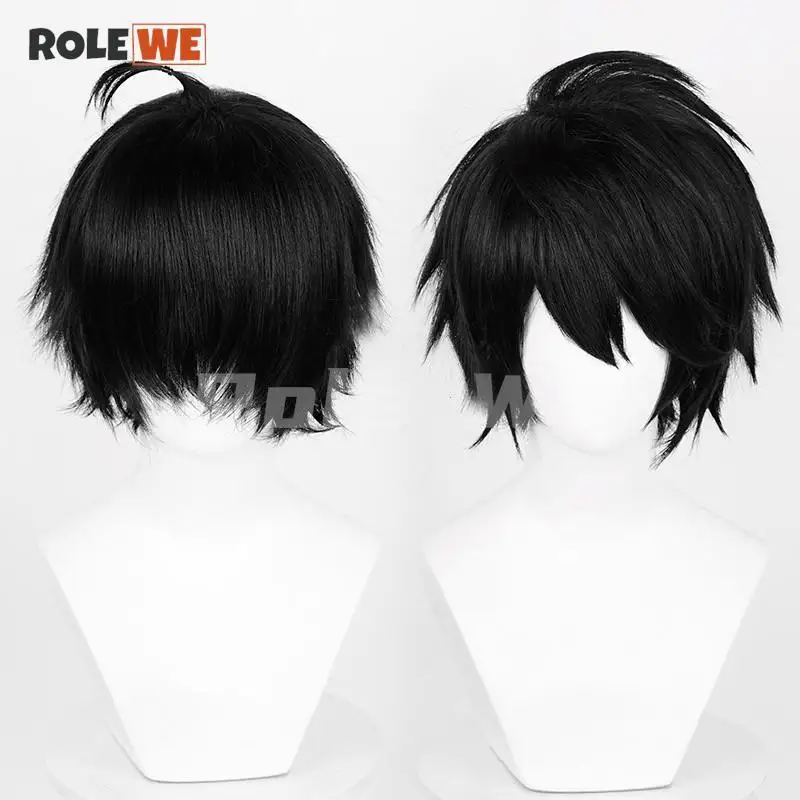 L.Lawliet Cosplay Wig L Short Black Shaggy Layered Heat Resistant Costume Hair Wig + Wig Cap