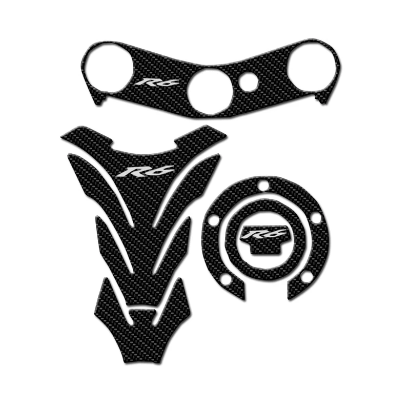 For Yamaha YZF R6 YZF 600 2006-2016 Motorcycle Tank Pad Gas Cap Cover Triple Clamp Yoke Sticker Protector Decal-ABNF