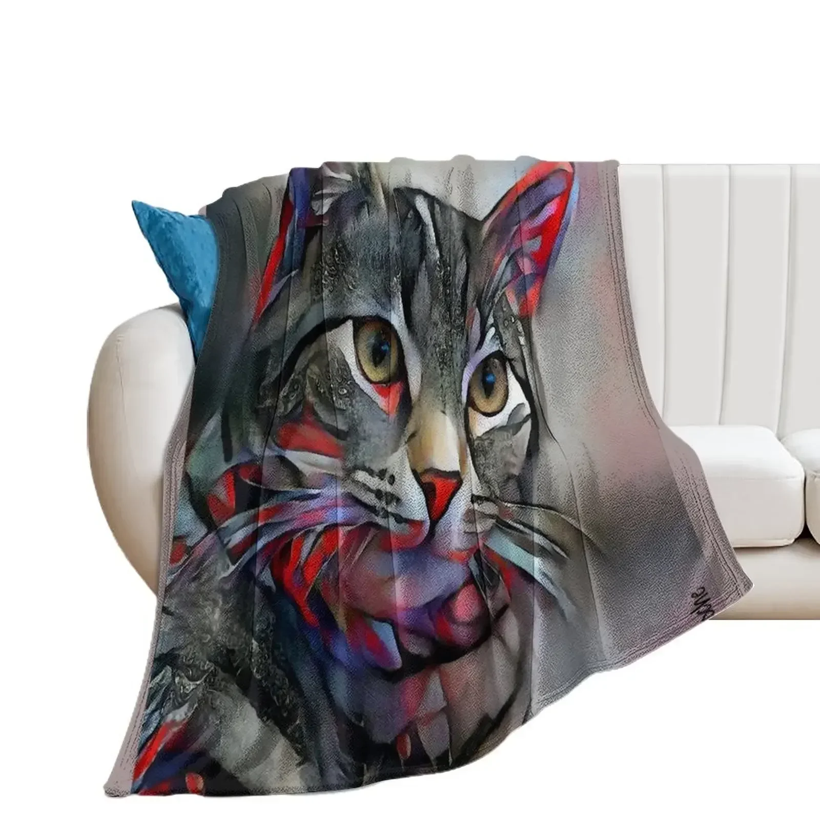 Herby, cat, cat, chat, lea roche paintings Throw Blanket Nap For Decorative Sofa Blankets