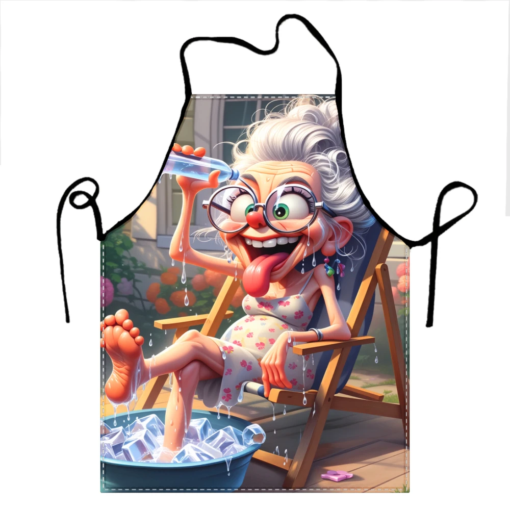 Funny Grandma Apron With Ice Bath And Water Bottle Design For Cooking And Baking Fun