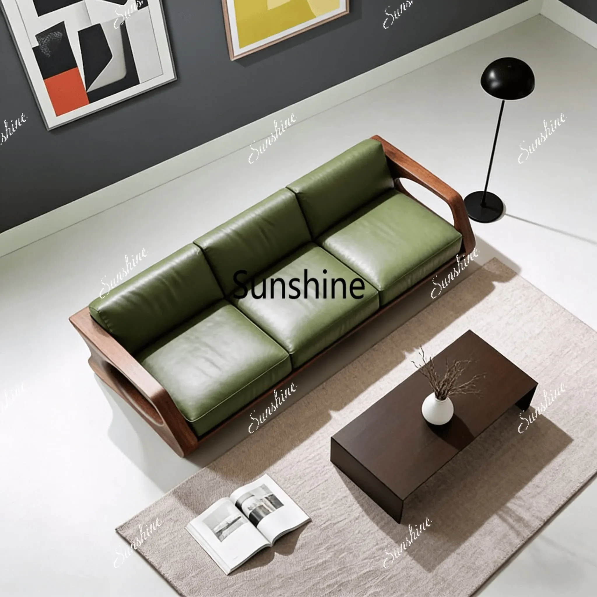 

YNew Chinese sofa living room light luxury minimalist high-end solid wood customization