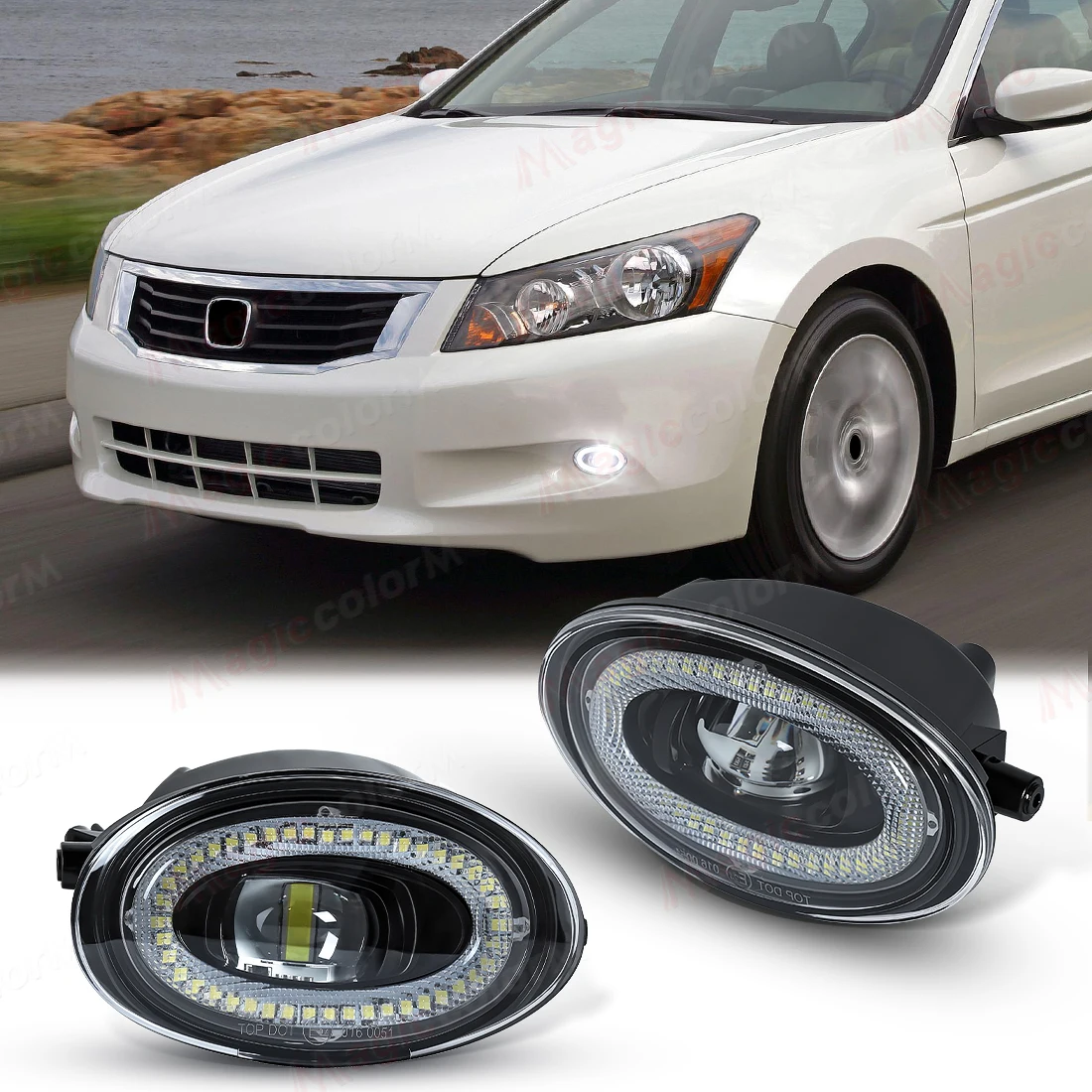 

2 шт. светодиодные противотуманные фары для Honda Accord 2008-2013 для Jazz Fit 2012-2014, подходят для Civic 2009-2015, противотуманные фары в сборе, противотуманные фары для вождения