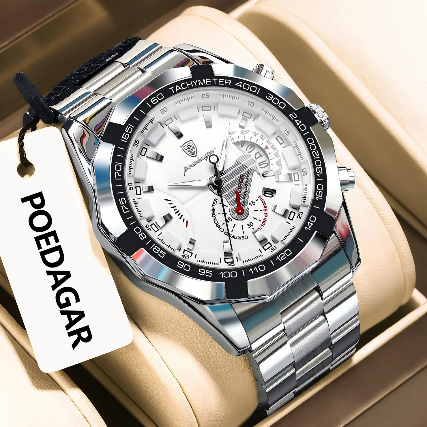 

POEDAGAR Деловые мужские часы с календарем, водонепроницаемые светящиеся мужские наручные часы из нержавеющей стали, кварцевые военные мужские часы, мужские часы Reloj