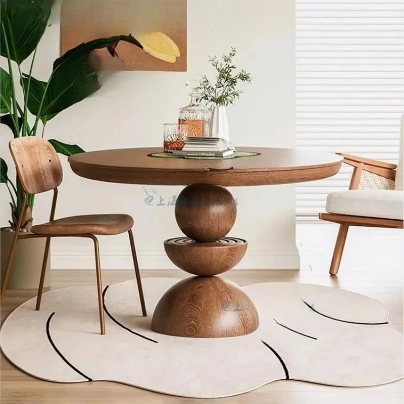 

BSolid wood dining table rural round primary color retro dining table simple size apartment