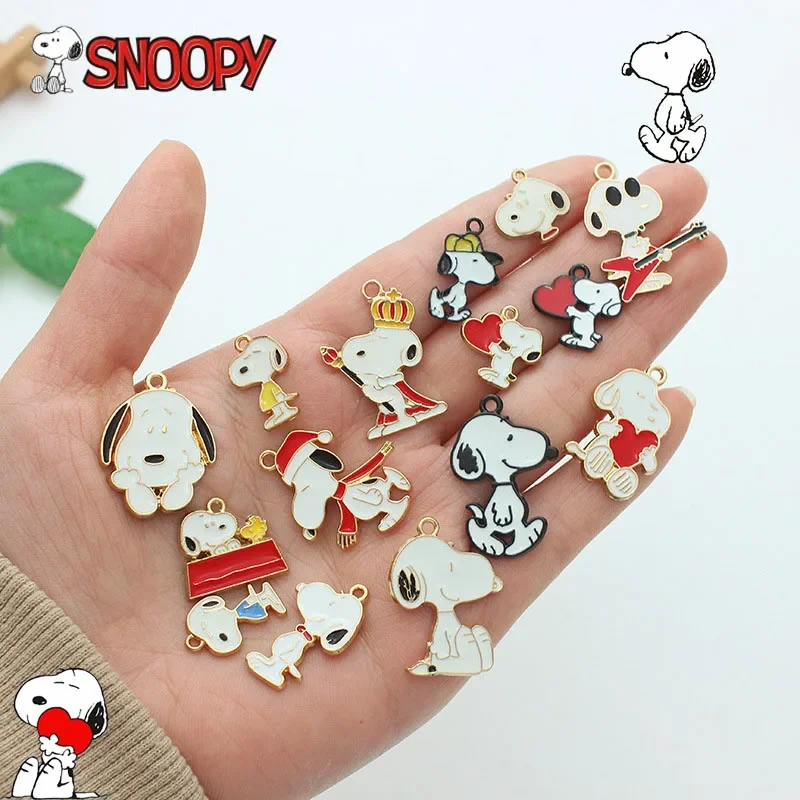 Snoopy Cartoon DIY Necklace Earrings Pendants Enamel Drops Kawaii Keychain Small Pendant Handmade Jewelry Accessories Decoration