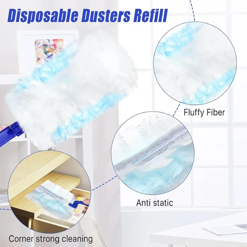 Disposable Static Dusting Cloths with Grip Handle DustRemoval Tool Replacement Sheets for Household Furnishings Window Blinds view 4