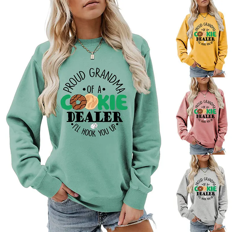 

Autumn women's hoodie proud grandma of a printed pullover casual crewneck long-sleeved hoodie fashion top with loose hoodie