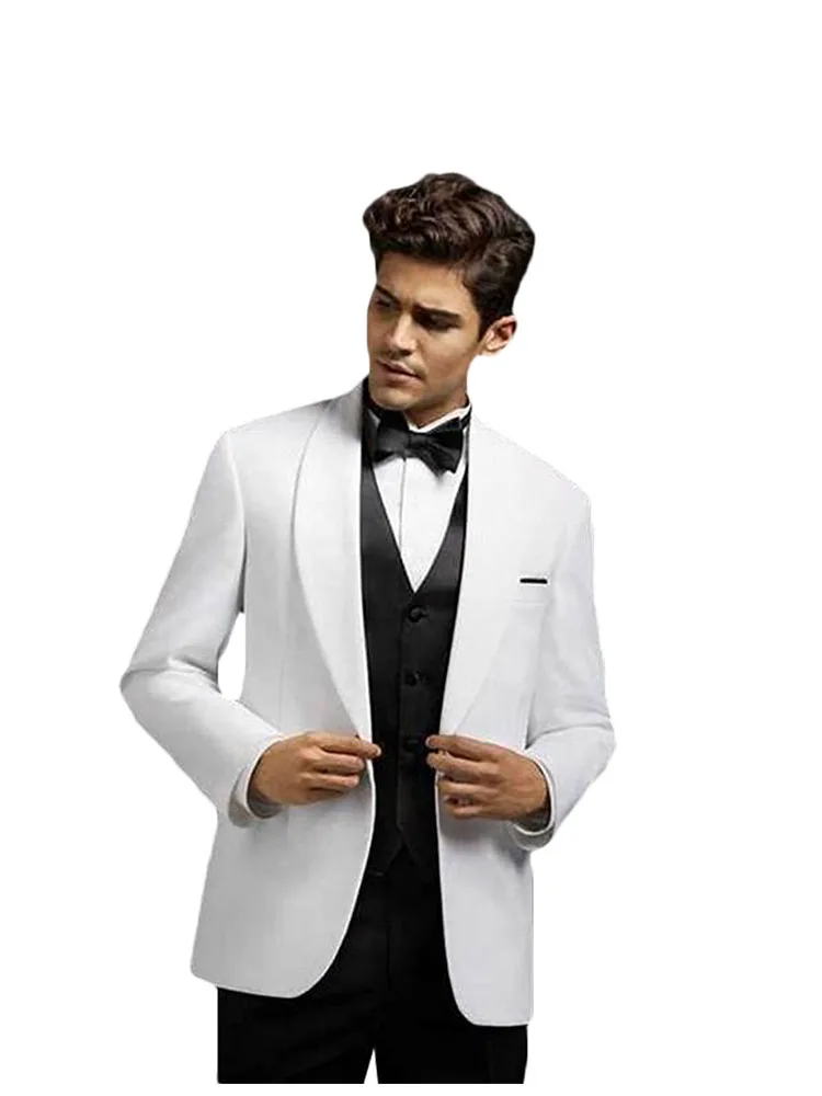 

Men's Blazer One Button Shawl Lapel for Wedding Dinner Coat+vest+pants Groom Business Tuxedos men suits wedding prom suits