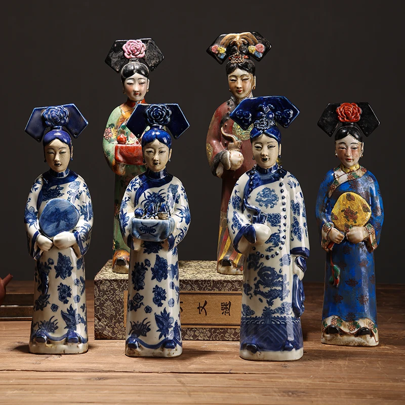 

Ceramic Figurines of Chinese Princesses and Empress in Qing Dynasty, Porcelain Statue, Ancient Chinese Lady, Home Decoration