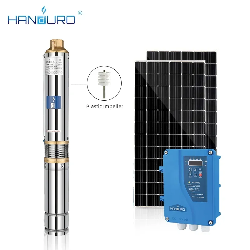 0.55HP 55 Meters Head 48V Mini Solar Powered Brushless Submersible Water Pump For Agriculture