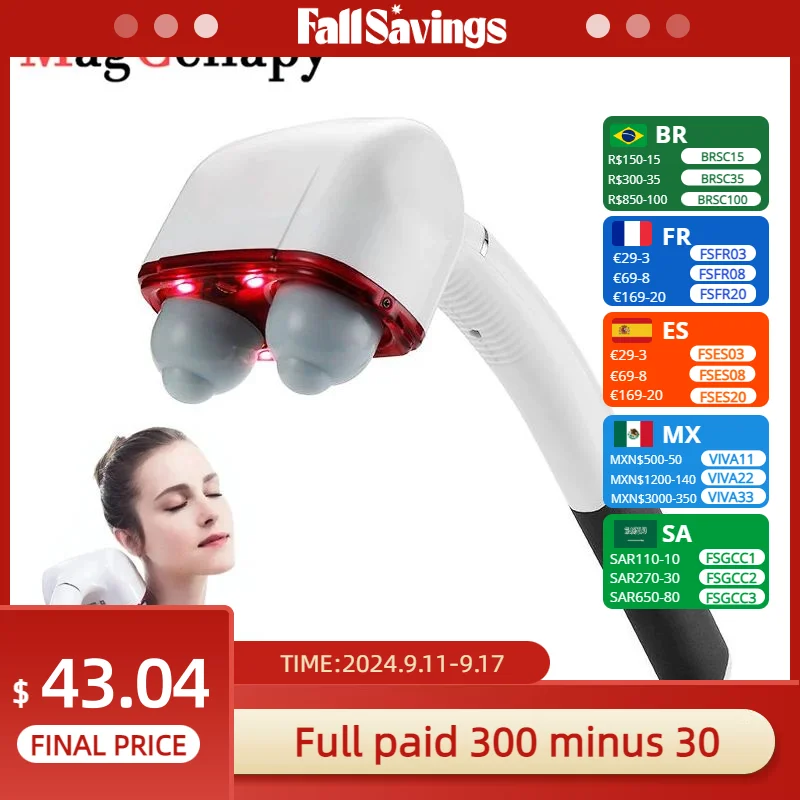 

Handheld Back Massager, Double Head Electric Full Body Deep Tissue Percussion for Muscles, Head, Neck, Shoulder, Back, Leg