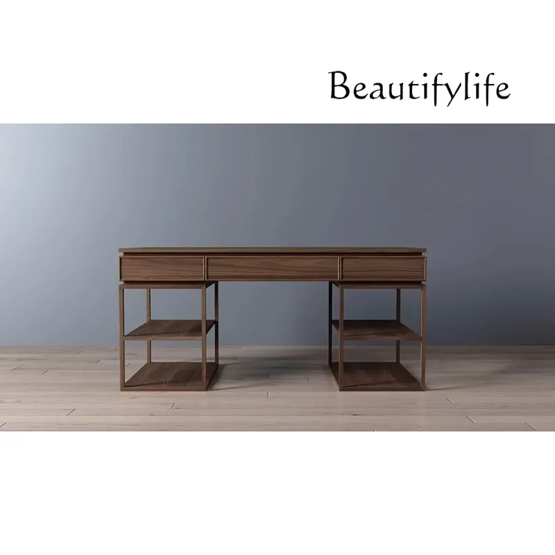 M American Retro North American Black Walnut High-end Desk Design Storage Drawer Study Writing Work Table