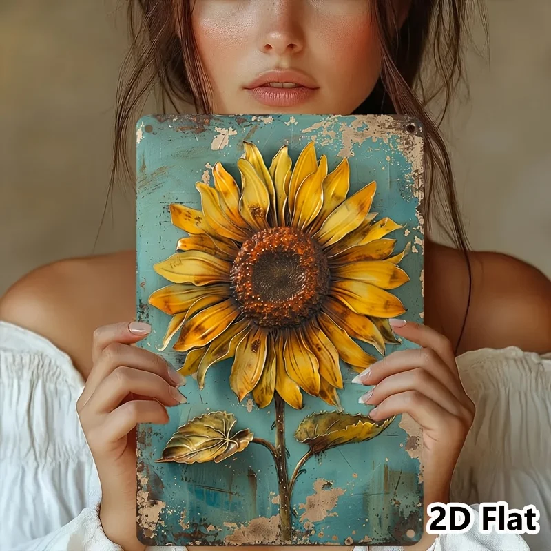 , sunflower Retro Tin Sign Aluminum Metal Vintage Plaque Decor, Wall Art Multipurpose Home & Bar Decor(/),  Perfect for Room Dec