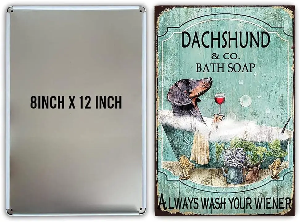 Dachshund & Co. Bath Soap Tin Sign Wash Your Wiener Metal Sign Vintage Bar Home Bathroom Wall Decoration Sign Funny Sign