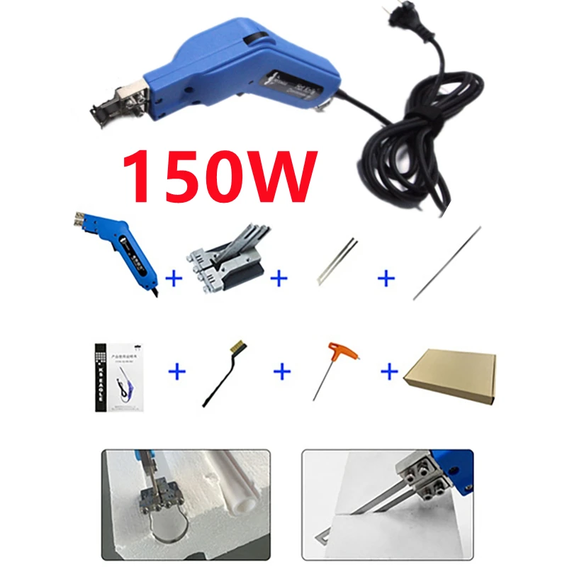 150W Electric Hot Knife Foam Cutting Tool Kit Heat Cutter with Blades Accessorie Slotting Board DIY Sculpture Power Tool EU Plug