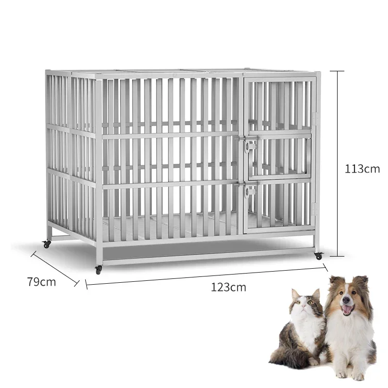 Heavy Duty Rolling Dog Veterinary Cages Stainless Steel Metal Dog Kennels Large For Dogs Pet Cages