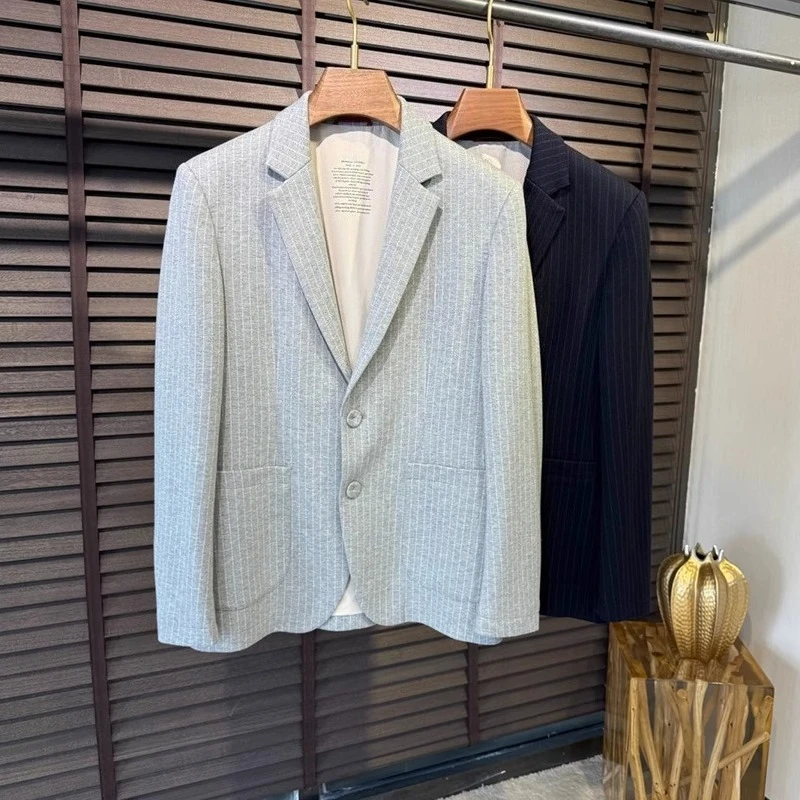 

BC wool mixed tweed old money style casual striped suit jacket