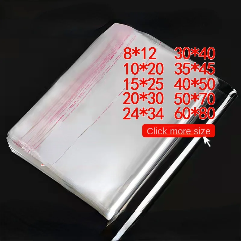 100PCS OPP Bag Self-adhesive Bag Transparent Clothing Packaging Bag Card Head Plastic  Home Storage & Organization Storage Bags