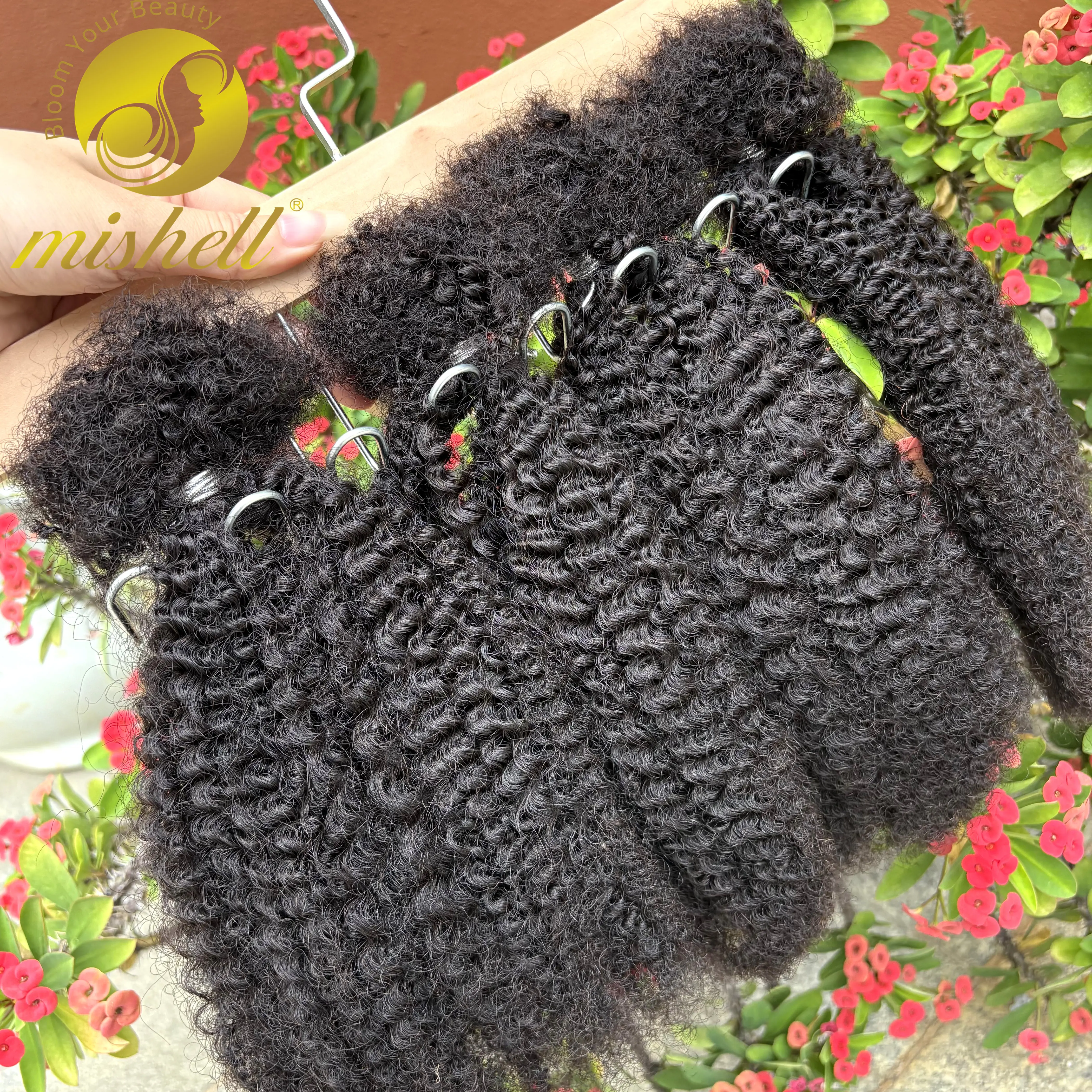 الملونة 30 جرام/الحزمة 16 بوصة 4C الأفرو غريب مجعد الشعر البشري السائبة تمديد لا لحمة ل مايكرو Locs/التقلبات/الضفائر/إصلاح Locs #5