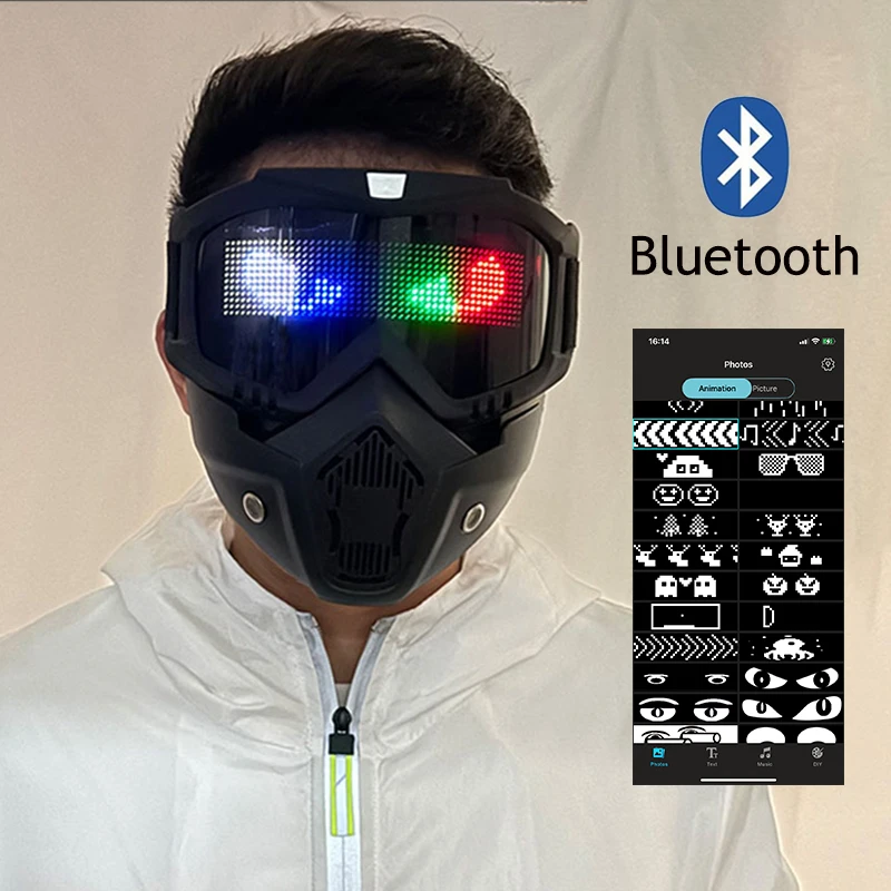 

Bluetooth App Control, очки со светодиодной подсветкой, полноцветные светящиеся очки, маска для вечеринок, косплея, маскарада, дня рождения