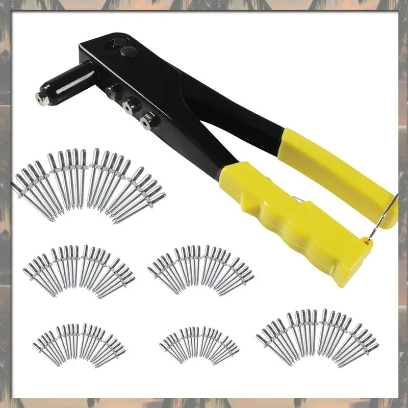 A70U Nuova rivettatrice per impieghi gravosi 120 pezzi Rivetti ciechi Utensili manuali Kit di assortimento Strumento per dadi per rivetti Giallo