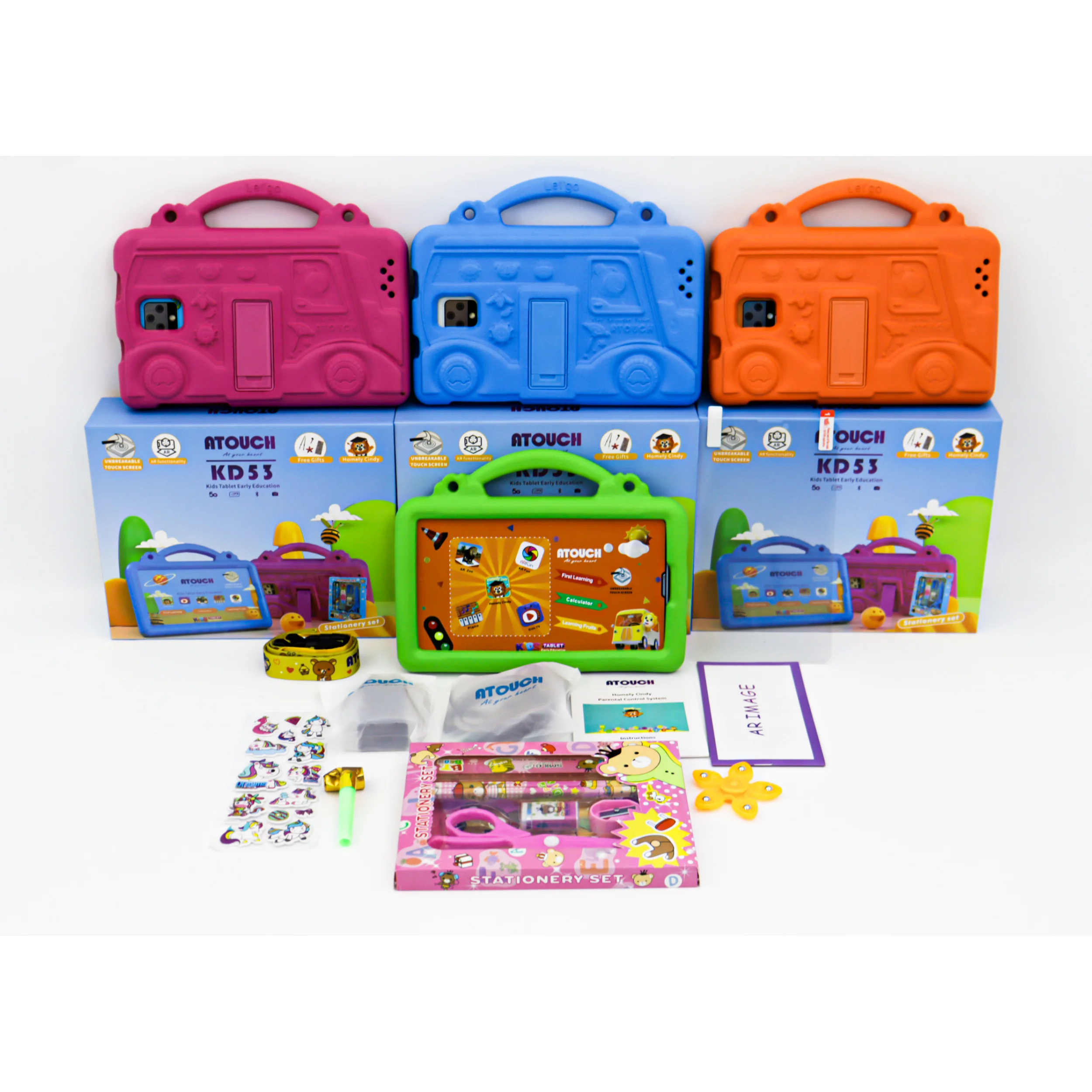 ATOUCH KD53 Crianças Tablet PC 7 polegadas Android 12 8GB + 256GB Armazenamento 3000mAh Bateria Frente 2.0M Voltar 8.0M Conectividade WiFi