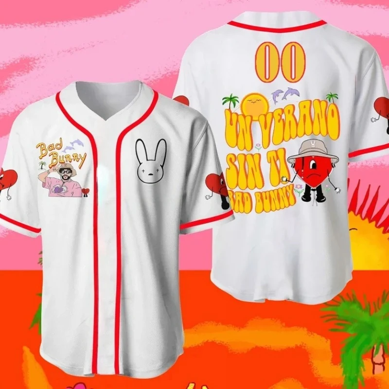 Family Match Bad Bunny T-shirt Debi Tirar Mas Fotos DTMF World Tour Tshirt Fashion Short Sleeve Imitation Baseball Shirt T-shirt