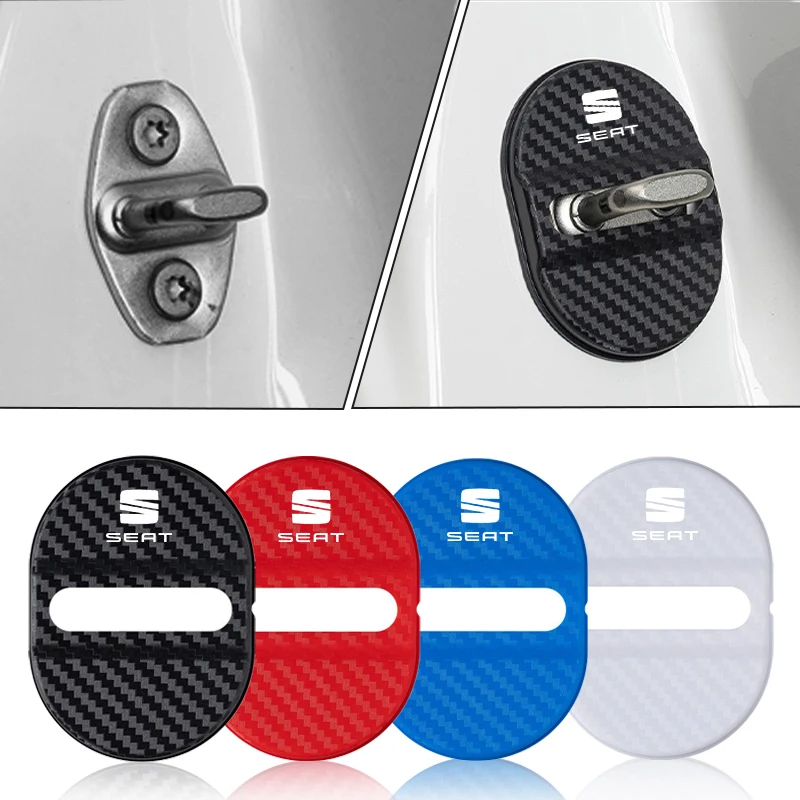 4PCS Car Door Lock Protective Cover Self-adhesive Car Decorative Accessories Car Door Lock Anti Rust Sleeve For Seat Leon Ateca