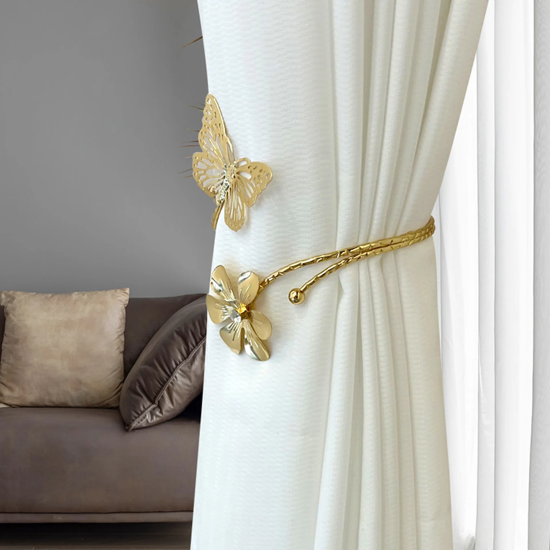 4pcs Premium Metal Butterfly Curtain Holdbacks - Multifunctional Drapery Tiebacks & Room Divider Hooks for Window Decoration