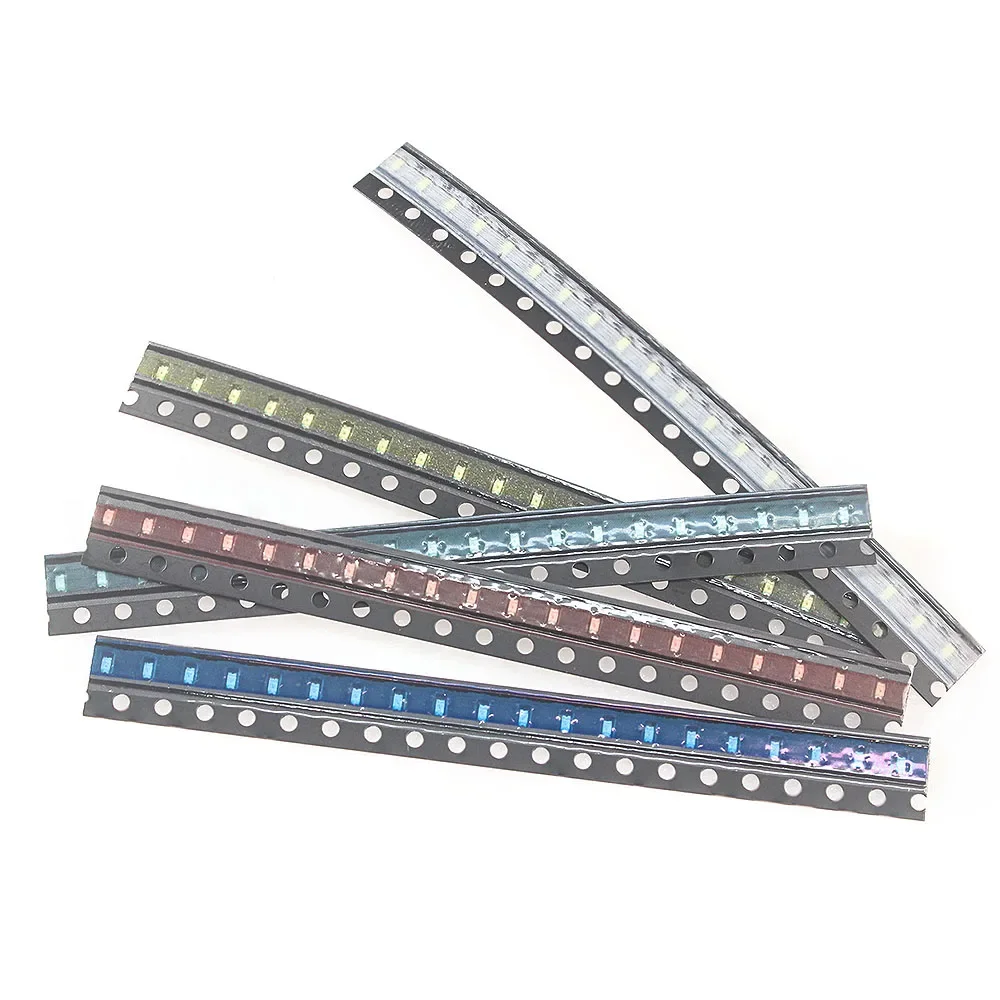 100PCS/Set SMD LED Electronic Kit Light Emitting Diode Assorted Miniature LED 0603 Red White Yellow Green Blue for DIY Lighting